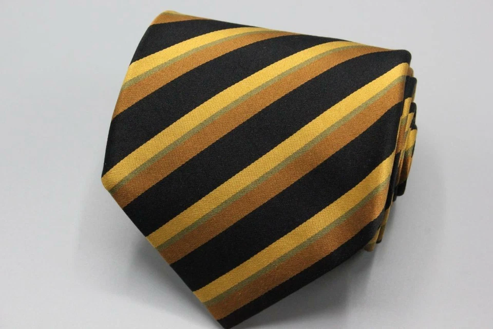 XMI PLATINUM Silk Tie. Brown with Black Stripes. - Image 1 of 4