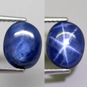 2.39Ct. Natural Star Sapphire 6 Rays Perfect Sharp! Blue Oval Cabochon Thailand - Picture 1 of 7
