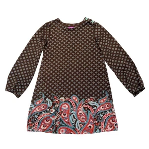 Blusa J. Caqui Top 6 Para Mujer Manga 3/4 Marrón Floral Cachemira Poliéster Spandex - Imagen 1 de 7