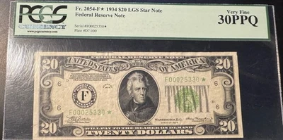 FR. 2054-F*LGS  1934 $20 TWENTY DOLLARS *STAR* FEDERAL RESERVE NOTE ATLANTA, GA - Image 1 of 2