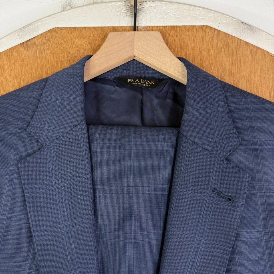 Traje Jos A Bank Para Hombre 44XL Azul Marino Ventana Cuadros 2 Botones Firma Dorado Foto 1 de 4