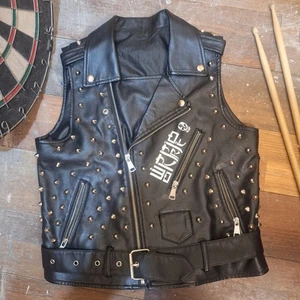 Punk PVC Jacket/waistcoat Hand Painted with Studs. Wormrot Nasum. Warcollapse - Picture 1 of 13