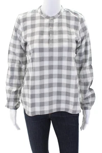 Bonpoint Boys Cotton Checkered Collar Long Sleeve Button-Up Shirt White Size 14 - Picture 1 of 6