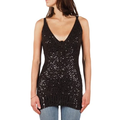 Donna Karan Vintage Women's Khaki Cashmere Silk Sequin Knit Tank Top Size L - Image 1 of 4
