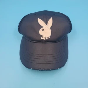 Playboy Snapback Hat Black Embroidered Bunny Logo Streetwear Adjustable OSFM Cap - Picture 1 of 10