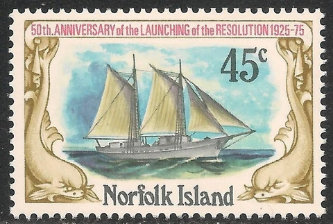 Norfolk Island #193 (A42) VF MNH - 1975 45c "Resolution" Under Sail Cover