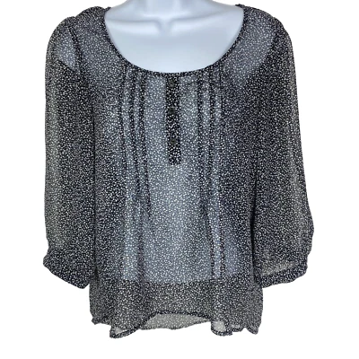 Full Tilt Sheer Blouse Women Small Y2K 90s Style Ditsy Floral Pleated Light Top - Image 1 of 4