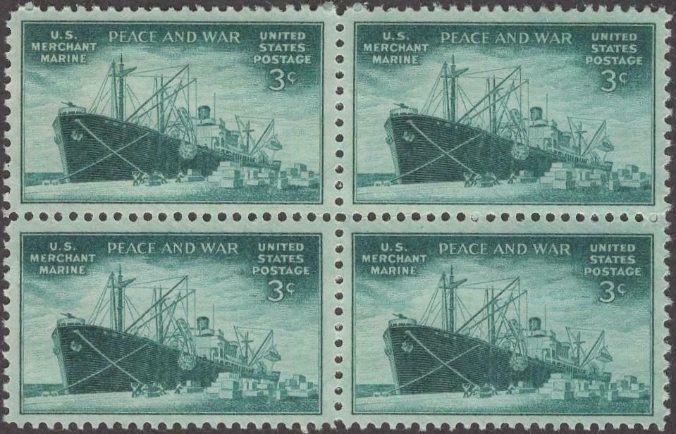 Scott # 939 - US Block Of 4 - Merchant Marine In WW II - MNH - 1946 - Image 1 of 1