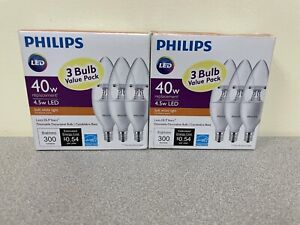 Philips Dimmable 4.5W B11 E12 120 Replacement LED Light Bulbs 3 Pack x 2 (6)