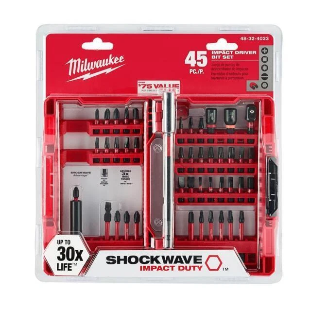 Milwaukee 48-32-4023 Impact Duty Steel Driver Bit Set of 45 Piece