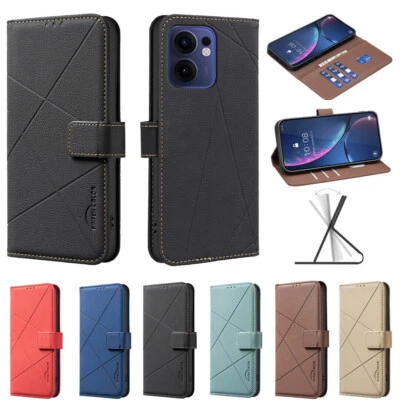 Magnetic Leather Wallet Phone Case for OPPO Reno 13F A60 A98 A59 A79 A16 A74 A54 - Image 1 of 4