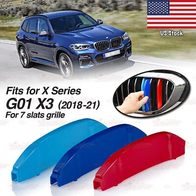 Performance 7 SLATS Kidney Grille 3 Color Cover Clips for BMW X3 G01 2018-2021 - Image 1 of 4