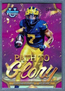 2024 Bowman University Chrome Donovan Edwards Path to Glory Fuchsia Refractor SP - Bild 1 von 2