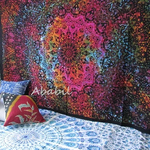 Indian Mandala Psychedelic Cotton Wall Hanging Twin Tapestry Multi Tie Dye Star - Picture 1 of 4
