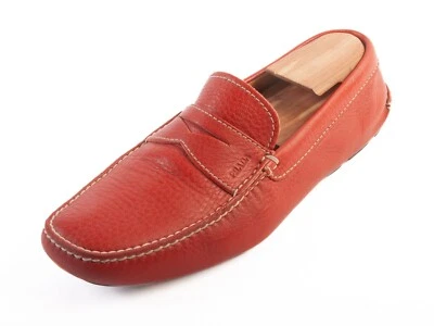 Prada Orange Pebbled Leather Driving Shoes 31154 - Image 1 of 4