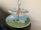 The Great British Bake Off Cake Stand 2 Tier Porcelain Flag & Tent 2011 VGC
