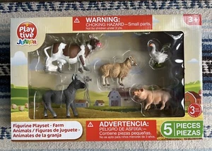 ✅New Playtive Junior Realistic Farm Animal Figures 5pc Cow Donkey Goat Duck Pig - Picture 1 of 14