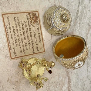 Designer 5* Faberge egg Trinket box Birthday gift Idea 24kGOLD HMDE 5ct Fabergé - Picture 1 of 11