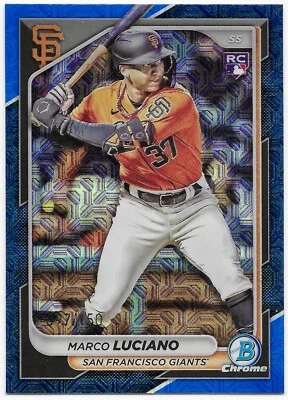 2024 Bowman Mega - Chrome Mojo Blue /150 - Marco Luciano SF Giants #18 - Image 1 of 2