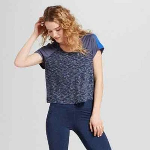 Women's Colorblock Short Sleeve T-Shirt - JoyLab  Charcoal Heather XXL - Picture 1 of 1