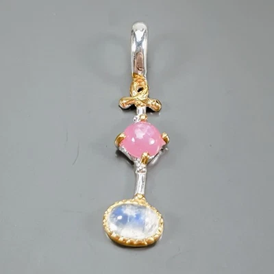 Handmade Natural Moonstone Pendant 925 Sterling Silver  /NP51687 - Image 1 of 4