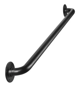 Barandilla antideslizante Purife 36" negra mate y herrajes pared de baño industrial - Imagen 1 de 8
