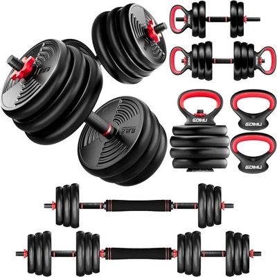Adjustable Dumbbells, 55/77LBS Free Weight Set, 4 in 1 Dumbbell Set Used as Barb - Image 1 of 4
