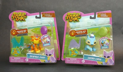 Animal Jam Lucky Lynx Sparkle 老虎玩具公仔套装带点亮戒指 批量 2 件 — 第 1/4 张图片