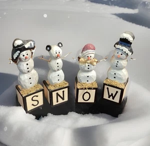 Einzigartige Weihnachten Schneemann Familie auf Blöcken Dekor 6" - Bild 1 von 5