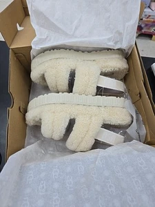UGG NATURAL OH FLUFFITA SHEEPS FLUFF PLATEAU SANDALEN, DAMEN US 9 1120876 NEU - Bild 1 von 9