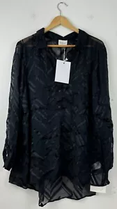 Wrap London Poetry Tunic Chiffon Blouse Button Up Size 16 Deep Indigo - Picture 1 of 7