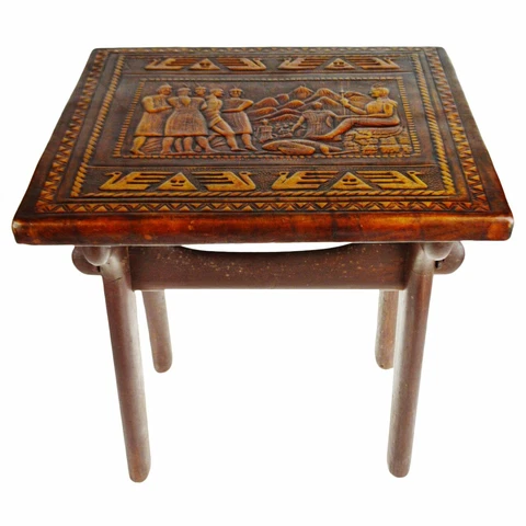 Antique Tooled Leather Top Side Accent Table - MAKE FAIR OFFER Cover