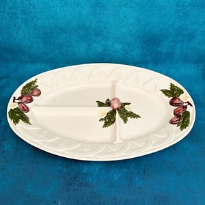 Large Oval Serving Dish Platter 3D Fruit Plum Portugal Pottery Summer BBQ - Picture 1 of 15