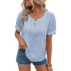 Fashion Tops Short Sleeve T Shirt Pullover Blouse V Neck Solid Summer Casual