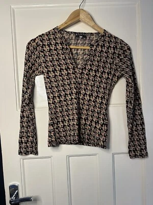 Morgan De Toi Mesh Print Top Size S True Y2K 00s Charli T-1 8 10 12 - Image 1 of 4