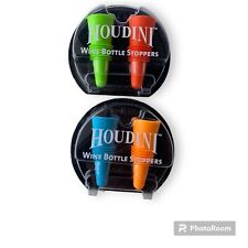 Houdini (Set of 4) Wine Bottle Stoppers Assorted Colors Fits All Sizes ***NEW***