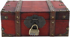 Wooden Storage Box Vintage Style Treasure Chest , Decorative Wooden St