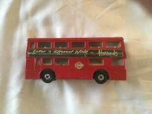 RED Double Decker LONDON BUS HARRODS 5" Diecast Metal - Picture 1 of 2