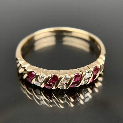 EFFY BH 14k Diamond & Ruby Yellow Gold Ring Band Size 8.5 - Image 1 of 4