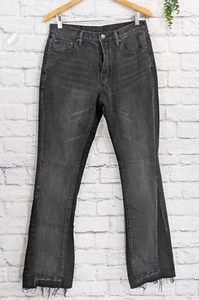 🚨MNML 31 Distressed Hem Button Fly Men Gray Black Denim Jeans Whiskered Cotton - Picture 1 of 15