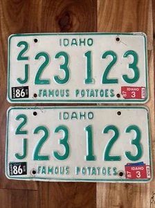 Juego De Colección 1986 Y 1987 Etiquetas En Relieve IDAHO Placas Par 2J 23 123 - Imagen 1 de 10