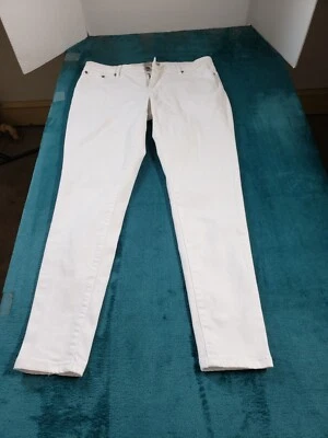 Pantalones de mezclilla Joan Vass talla 14 blancos elásticos tiro medio rectos para mujer Foto 1 de 4