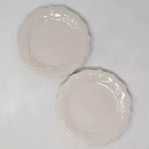 2 Pioneer Mujer Paige Lino Blanco 8" Ensalada Postre Plato Cuentas Vieira Granja - Imagen 1 de 10