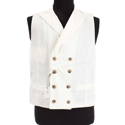 Eleventy NWD Double Breasted Vest/Waist Coat Size Medium in Ivory Cotton Blend - Image 1 of 4