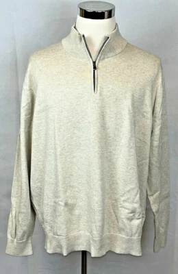 Lands' End Men's Pullover Heather Oatmeal Khaki Half Zip Sweatshirt Size XXL - Image 1 of 4