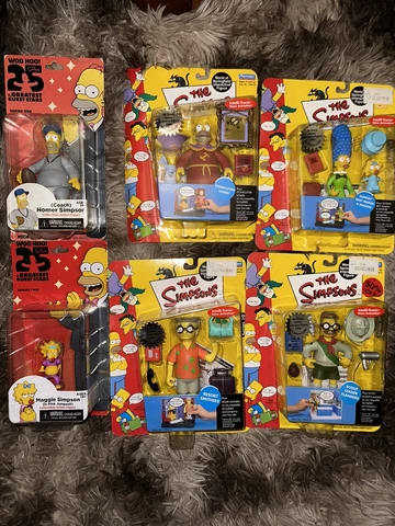 The Simpsons Play Mates and 25 greatest guest stars 6 total Brand New In Box Cover