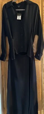 NWT Massimo Dutti Black Open Waist Front ,Wrap Around Long Dress Sz:S - Image 1 of 4