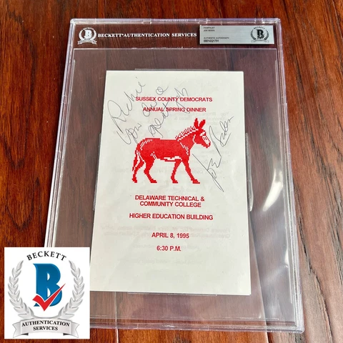 JOE BIDEN * BECKETT BAS Slab * Signed Democrat Donkey Autograph Pamphlet Cover