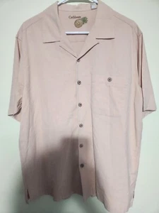 Caribbean Hawaiian Button Down Shirt Mens Large Peach Bowling Camp - Picture 1 of 4
