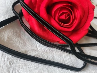 Cordon vintage noir satiné  galon 2 métres sur 0,5 cm made in France  A3 - Photo 1/4